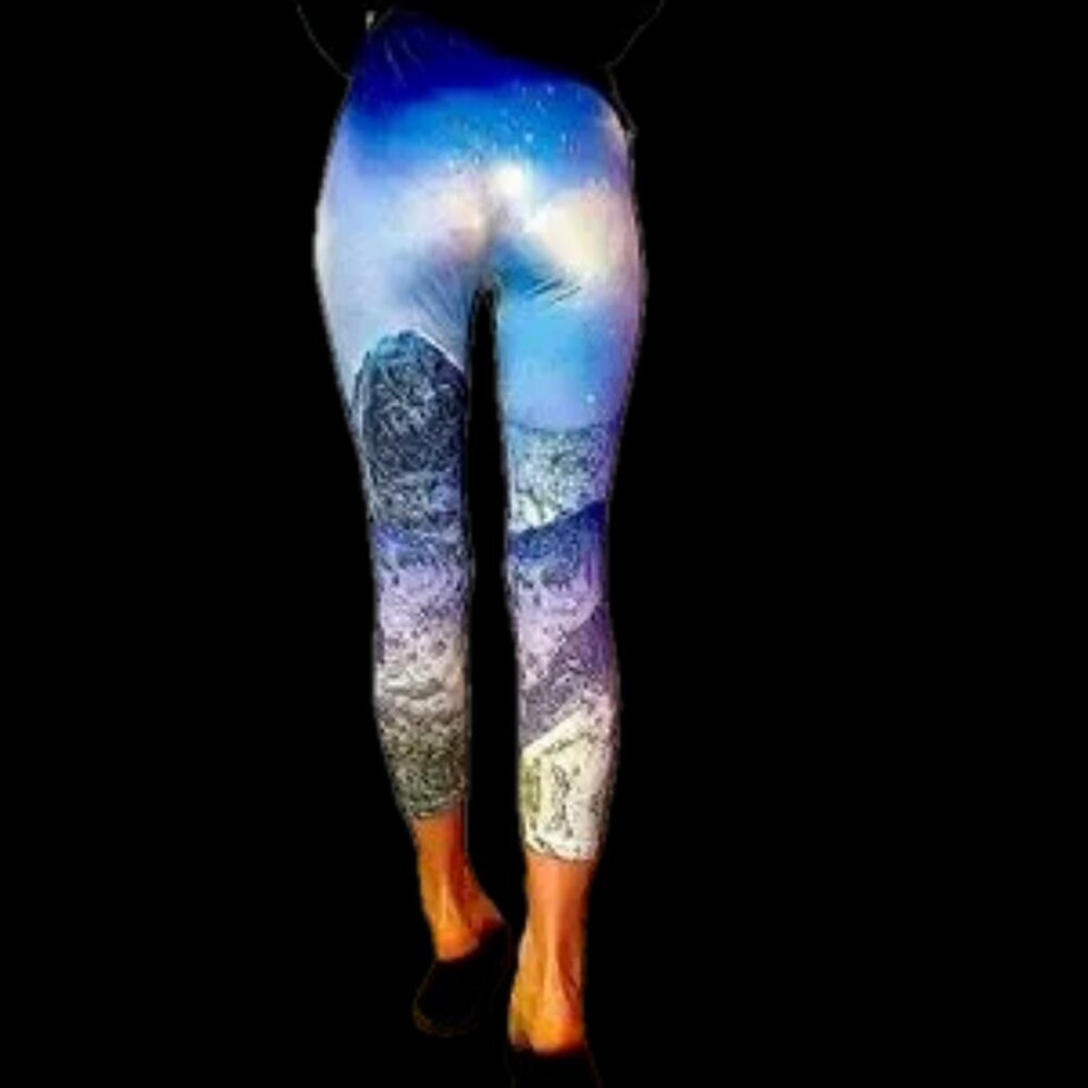 WORKOUT cropped galaxy legging sz. L-XL leggings sexy fit bodycon universe purp